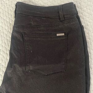 White House/Bakck Market black shiny skinny leg jeans. Size 14